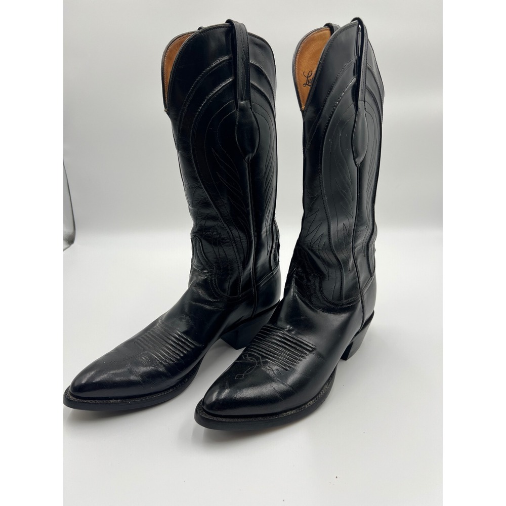 Lucchese Classics Handmade Black Leather Cowboy Boots L1099 Size 8.5 B